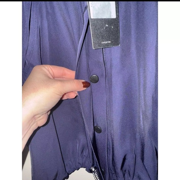 Blue Cyberpunk Academia GSTQ NWT Cropped collar shirt snap buttons XL Business - Picture 3 of 8